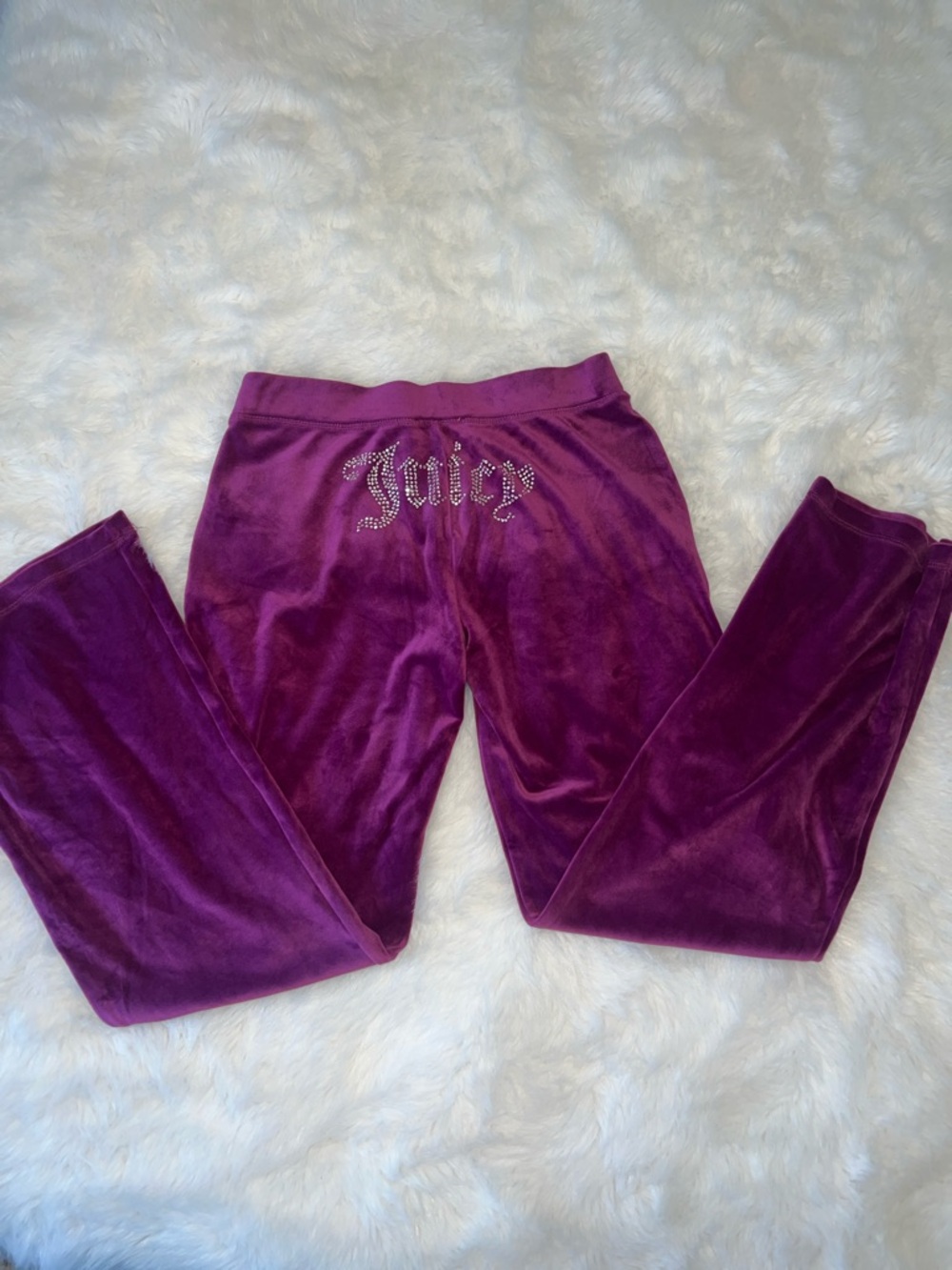 Medium Juicy Couture Purple Velour Crystal Logo Hoodie & Pants Set - Picture 2 of 6